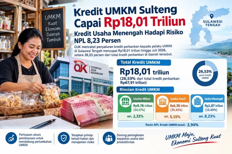 Kredit UMKM Sulteng Tembus Rp18,01 Triliun, Kredit Mikro Masih Mendominasi
