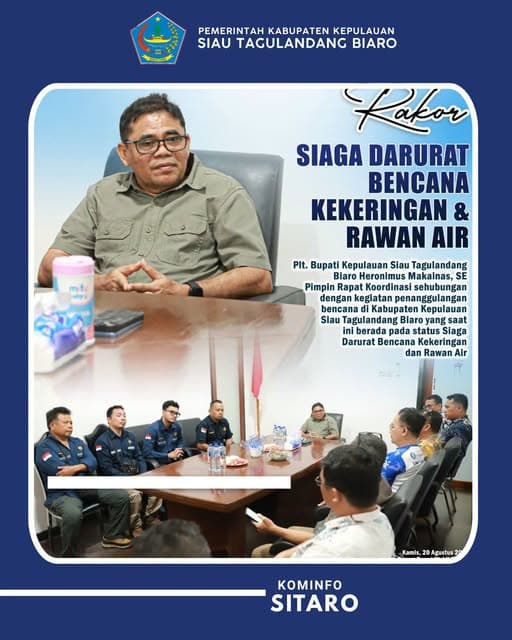 Plt Bupati Sitaro Heronimus Makainas pimpin rakor kekeringan
