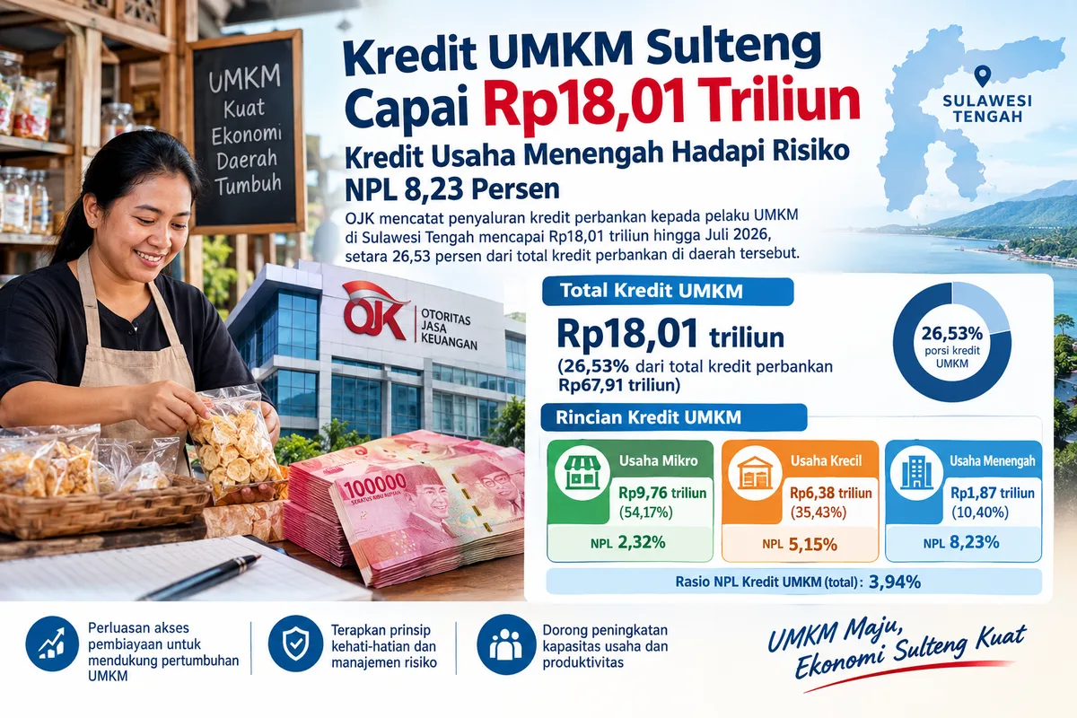 Kredit UMKM Sulteng Tembus Rp18,01 Triliun, Kredit Mikro Masih Mendominasi