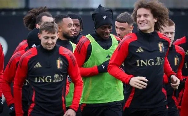 Timnas Belgia sedang berlatih untuk hadapi Italia.