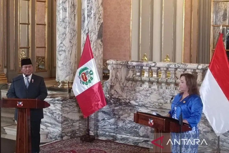Presiden RI bertemu dengan Presiden Peru Dina Boluarte di Istana Palacio de Gobierno, Lima, Peru, Kamis siang waktu setempat (15/11/2024). ANTARA/Dokumentasi Pribadi/pri.