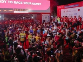 Bank Jateng Borobudur Marathon 2024 kategori marathon (42 Km), melakukan start pukul 04.30 WIB, dari Taman Lumbini Candi Borobudur, Kabupaten Magelang Minggu (1/12/2024). (Foto:IST)