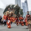 Reog Ponorogo sedang atraksi.