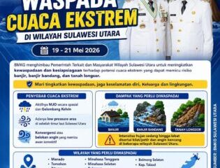 Awas! Cuaca ekstrem di Sulut hingga 21 Mei 2026