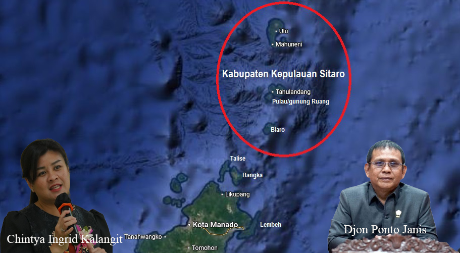 Peta kepulauan Sitaro, bupati tersangka korupsi dan duka wafatnya ketua DPRD