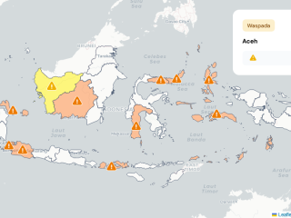 BMKG rilis peringatan dini potensi cuaca ekstrem sejumlah wilayah Indonesia pada 23–25 Agustus 2026