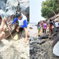 Warga menggali rembesan air